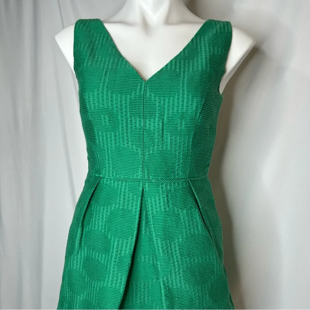 J.CREW Jacquard V-Neck "Dublin Green" Mini Dress, 2 - Picture 5 of 12